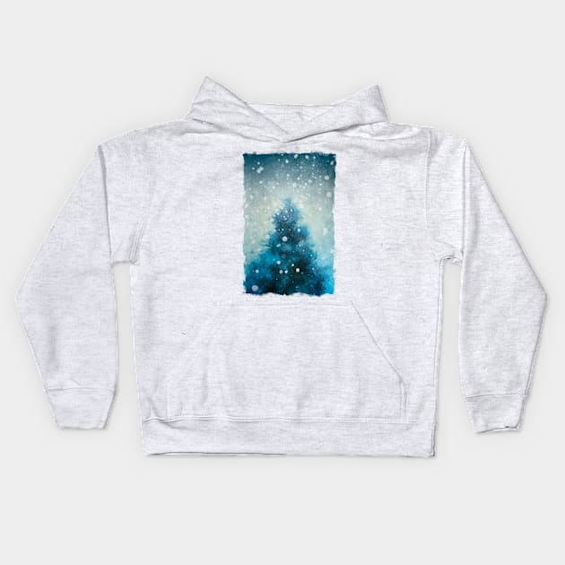 Pine Tree In Snowstorm Kids Hoodie by DyrkWyst